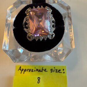 Premier Designs Pink Rectangle Stone Ring – Approx. Size 8